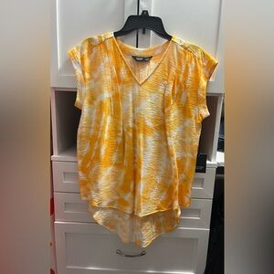 Simply Vera Vera Wang Gold Asymmetrical Cap Sleeve Blouse